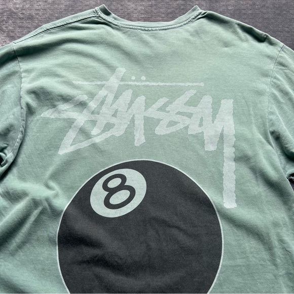 Vintage 90's Stussy T Shirt Sz M 8 Ball Distressed Destroyed Bleached Green OG - Picture 14 of 14